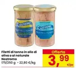 Eurospar Filetti di tonno in olio di oliva o al naturale Nostromo offerta