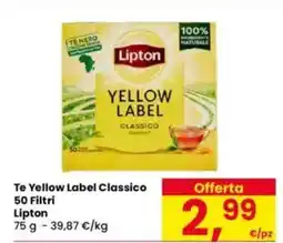 Eurospar Te Yellow Label Classico 50 Filtri Lipton offerta