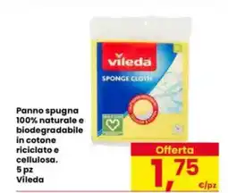 Eurospar Panno spugna 100% naturale e biodegradabile in cotone riciclato e cellulosa 5 pz Vileda offerta