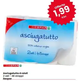 Eurospar Asciugatutto 4 rotoli 2 veli 48 strappi Despar offerta
