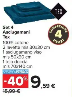 Carrefour Set 4 Asciugamani Tex offerta