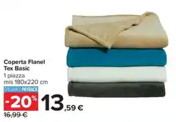 Carrefour Coperta Flanel Tex Basic offerta