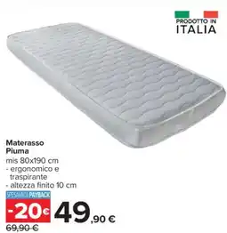 Carrefour Materasso Piuma offerta