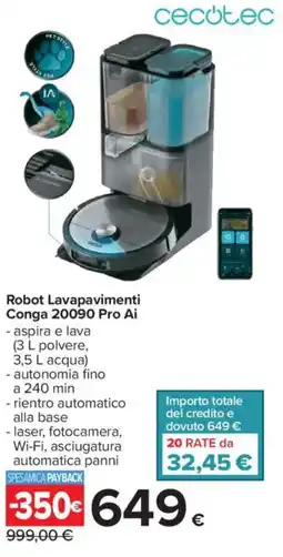 Carrefour Robot Lavapavimenti Conga 20090 Pro Ai offerta