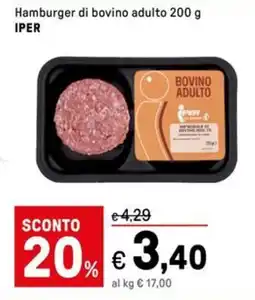 Iper La Grande Hamburger di bovino adulto IPER offerta