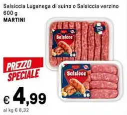 Iper La Grande Salsiccia Luganega di suino o Salsiccia verzino MARTINI offerta