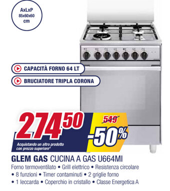 Glem Gas Cucina A Gas U664MI