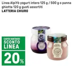 Iper La Grande Linea AlpiYò yogurt intero o panna ghiotta gusti assortiti LATTERIA CHIURO offerta