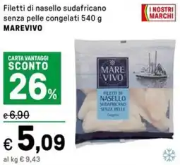 Iper La Grande Filetti di nasello sudafricano senza pelle congelati MAREVIVO offerta