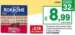 Iper La Grande 50 Capsule caffè miscela nobile o decisa compatibili con Lavazza A modo mio CAFFÈ BORBONE offerta