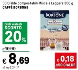 Iper La Grande 50 Cialde compostabili Miscela Leggera CAFFÈ BORBONE offerta