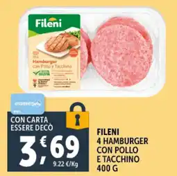 Gourmet Déco Fileni 4 hamburger con pollo e tacchino offerta