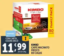 Gourmet Déco Kimbo caffè macinato fresco 80 cialde offerta