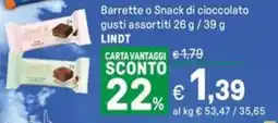 Iper La Grande Barrette o Snack di cioccolato gusti assortiti LINDT offerta