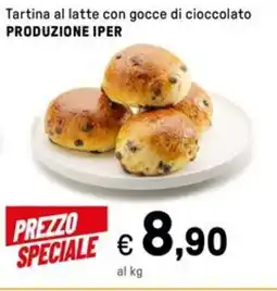 Iper La Grande Tartina al latte con gocce di cioccolato PRODUZIONE IPER offerta