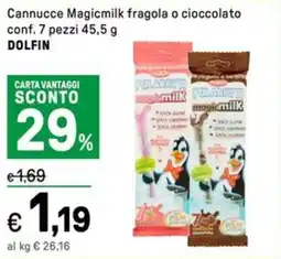 Iper La Grande Cannucce Magicmilk fragola o cioccolato conf. 7 pezzi DOLFIN offerta