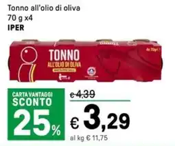 Iper La Grande Tonno all'olio di oliva IPER offerta