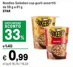 Iper La Grande Noodles Saikebon cup gusti assortiti STAR offerta