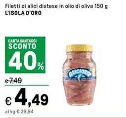 Iper La Grande Filetti di alici distese in olio di oliva L'ISOLA D'ORO offerta