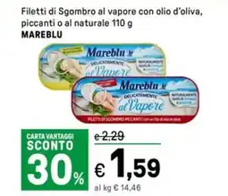 Iper La Grande Filetti di Sgombro al vapore con olio d'oliva, piccanti o al naturale MAREBLU offerta
