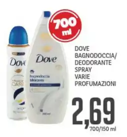 Supermercati Piccolo Dove bagnodoccia/ deodorante spray varie profumazioni offerta
