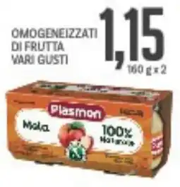 Supermercati Piccolo Plasmon omogeneizzati di frutta vari gusti offerta