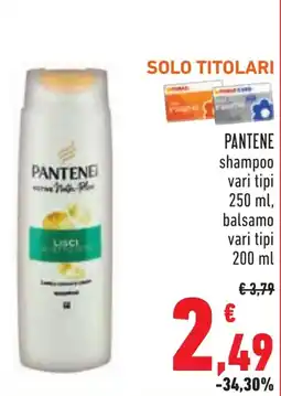 Conad PANTENE shampoo vari tipi, balsamo offerta