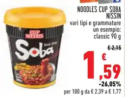Conad Noodles cup soba NISSIN offerta