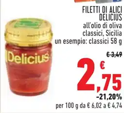 Conad Filetti di alici DELICIUS offerta
