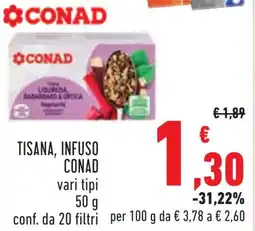 Conad Tisana, infuso CONAD vari tipi offerta