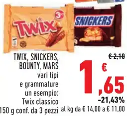 Conad TWIX, SNICKERS, BOUNTY, MARS vari tipi offerta