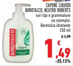 Conad Sapone liquido BOROTALCO, NEUTRO ROBERTS offerta
