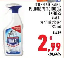 Conad Detergente bagno, pulitore vetro doccia express VIAKAL offerta