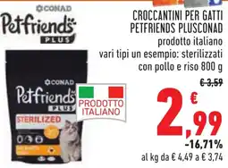 Conad Croccantini per gatti petfriends PLUSCONAD offerta