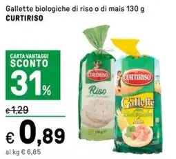 Iper La Grande Gallette biologiche di riso o di mais CURTIRISO offerta