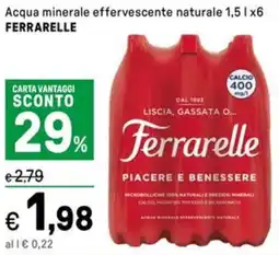 Iper La Grande Acqua minerale effervescente naturale FERRARELLE offerta