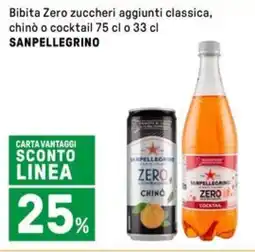 Iper La Grande Bibita Zero zuccheri aggiunti classica, chinò o cocktail SANPELLEGRINO offerta