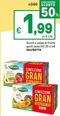 Iper La Grande Succo e polpa di frutta gusti assortiti VALFRUTTA offerta
