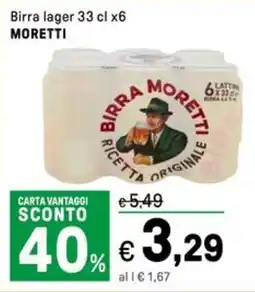 Iper La Grande Birra lager MORETTI offerta