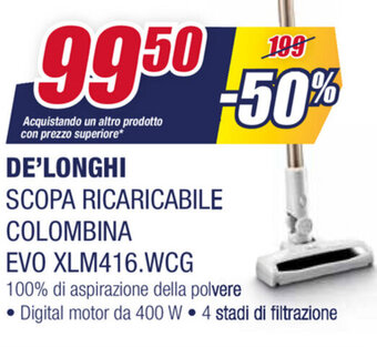 Trony De'Longhi Scopa Ricaricabile Colombina Evo XLM416.WCG offerta