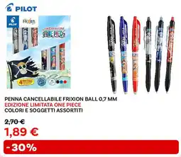 Max Factory Penna cancellabile frixion ball 0,7 mm edizione limitata one piece colori e soggetti assortiti PILOT offerta