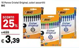 Iper La Grande 10 Penne Cristal Original, colori assortiti BIC offerta