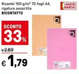 Iper La Grande Ricambi 100 g/m² 70 fogli A4, rigature assortite BICONTATTO offerta