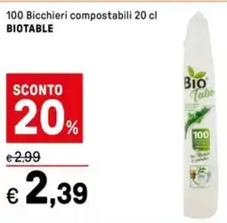 Iper La Grande 100 Bicchieri compostabili BIOTABLE offerta