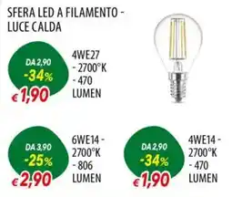 Galassia Sfera led a filamento - luce calda offerta