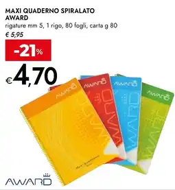 Bennet Maxi quaderno spiralato AWARD offerta