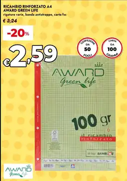 Bennet Ricambio rinforzato A4 AWARD GREEN LIFE offerta