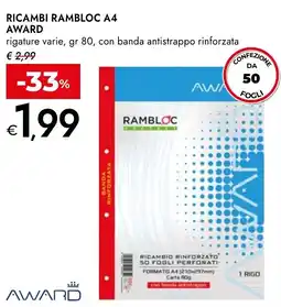 Bennet Ricambi rambloc A4 AWARD offerta