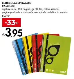 Bennet Blocco A4 spiralato RAMBLOC offerta
