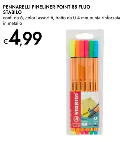 Bennet Pennarelli fineliner point 88 fluo STABILO offerta